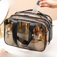 5 x Brand New MUAMAX Clear Toiletry Bag Large Travel Women Men Cosmetic Bag Waterproof Draining Makeup Bags with HandlesTravel Wash Bag with Zippers Transparent Tote Bag for Traveling Beach Spa - RRP £34.55
