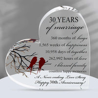 1 x Brand New 30th Wedding Anniversary Years of Marriage Gift,Unique Acrylic Heart-Shaped Keepsake - Wedding Presents,Heart Marriage Keepsake Decoration Gift. - RRP £6.98