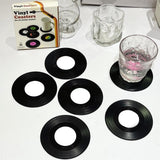 6 x Brand New Funny Retro Record Coasters for Drinks with Vinyl Player Holder for Music Lovers,Set of 6 Conversation Piece Sayings Drink Coaster,Housewarming Hostess Wedding Registry Gift Ideas - RRP £59.88