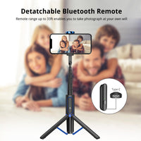 1 x RAW Customer Returns ATUMTEK Selfie Stick Tripod, Extendable 3 in 1 Aluminum Bluetooth Selfie Stick with Wireless Remote for iPhone 13 13 Pro 12 11 Pro XS Max XS XR X 8 7, Samsung Huawei LG Google Sony Smartphones, Blue - RRP £26.59