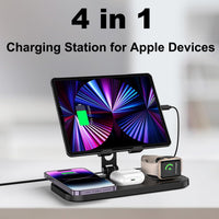1 x RAW Customer Returns Wireless Charger iphone for Apple Charging Station, 4 in 1 Adjustable Tablet Stand, 18W Fast Charge Wireless Charger Stand for iPhone 15 Pro Max, Multi Charging Dock for Apple Watch 8, AirPods Pro 2 - RRP £49.99