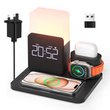 1 x RAW Customer Returns 3 in 1 Wireless Charging Station, Wireless Charger, Alarm Clock with Wireless Charging, Night Light, Charging Station for iPhone 15 14 13 12 11 Pro Pro Max Mini XS XR X 8 Plus 18W Adapter - RRP £39.99