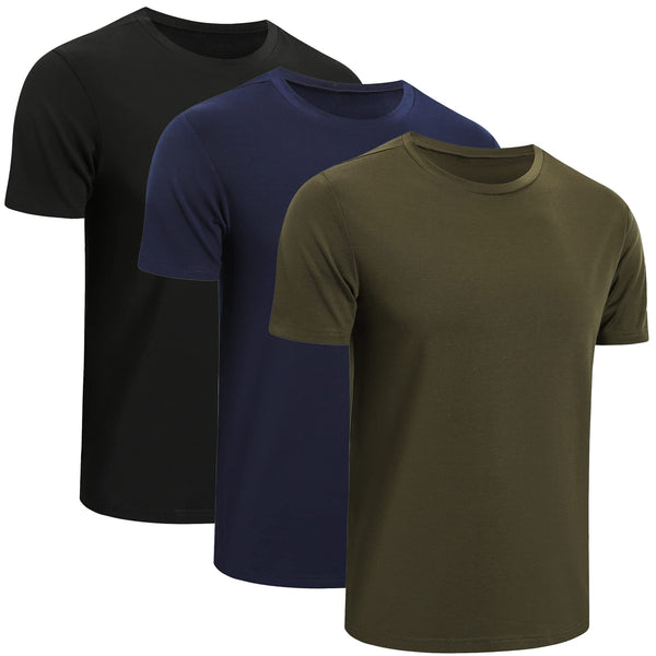 15 x Brand New ZENGVEE 3 Pack Mens T Shirt Crew Neck Plain Short Sleev ...