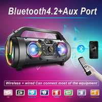 1 x RAW Customer Returns Bluetooth Speaker, 30W Wireless Portable Speakers with Subwoofer, FM Radio, Colorful Lights. Outdoor Boombox Support USB AUX TF Card Microphone Jack Remote Control for Home, Party, Camping, Travel - RRP £59.99