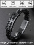 1 x Brand New ChainsHouse Surfer Bracelet Mens Leather Bracelet Leather Cuffs Magnetic Clasp Bracelets Knights Templar Bracelet Mens Cord Bracelet Wristbands Bracelets Braided Bracelets Rope Bracelets - RRP £17.99