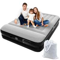 1 x RAW Customer Returns Double Airbed with Built in Pump, Inflatable Air Mattress 40cm High Raised Flocked Airbed, Blow up Bed Adult for Home Guest and Travel Camping - RRP £45.98