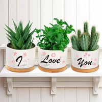 7 x Brand New Valentines Ceramic Succulent Plant Pots Gifts for Her Girlfriend Wife, 3 Pack Small Cactus Herb Pot with Drainage Hole and Tray, Romantic I Love You Gift Set Birthday Anniversary Presents Indoor Decor - RRP £83.93