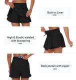 1 x Brand New MoFiz Women s Tennis Skirt with Pockets Sport Mini School Skirt with Shorts Workout Running Athletic Skirts Black XL - RRP £14.99