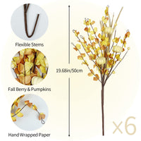 1 x Brand New RelatoHolife 6 PCS Winter Artificial Flowers with Pumpki –  Jobalots