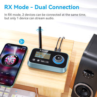 1 x RAW Customer Returns Bluetooth Transmitter and Receiver for TV - SOOMFON Bluetooth 5.0 TV Adapter with Volume Control, 164ft Long Range Audio Bluetooth Transmitter for 2 Headphones Optical, RCA, Aux  - RRP £24.99