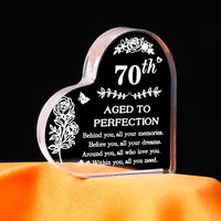 20 x Brand New Abeillo 70th Birthday Gifts for Women or Men, Heart-Shaped Acrylic Plaque for 70th Birthday, 70th Personalised Keepsake Gifts for Mum Dad Sister Auntie Wife Friends - RRP £139.6