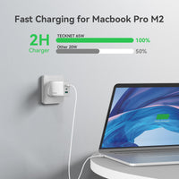 1 x RAW Customer Returns TECKNET USB C Charger Plug, 65W 3-Port GaN Type C PPS PD Fast Power Charger Adapter, Wall Charger for MacBook, iPad Air Mini, iPhone 14 13, Pixel 6, Samsung, Dell XPS Laptop - RRP £24.64