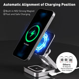 1 x RAW Customer Returns Kuject 3 in 1 Wireless Charging Station for iPhone, Adjustable Magnetic Wireless Charger, Foldable Travel Charging Stand Dock for iPhone 15 14 13 12 Series, AirPods, Apple Watch - RRP £39.99