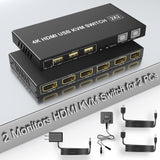 1 x Brand New Dual Monitor HDMI KVM Switch 2 Computers 4K 60Hz, Extended Display HDMI KVM Switch Dual Monitor 2 in 2 Out with USB and Audio Port, 2 Ports HDMI KVM Switch with Controller, Type B Cable x2 - RRP £69.98