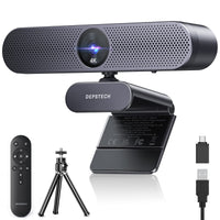 1 x RAW Customer Returns DEPSTECH DW50 Pro 4K Webcam, Ultra HD Webcam with Microphone for PC, 3 x Zoom in, 1 2.55 Sony Sensor, Dual Noise-Canceling Mics, Remote Control, Autofocus Streaming Camera for Laptop Mac, Teams, Zoom - RRP £89.99