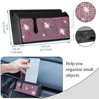 1 x Brand New JSCARLIFE Bing Crystal Car Dashboard Storage Bag,Universal Car Organizer Pocket with 3M Adhesive,Mount Phone Holder Interior Storage Bag Accessories for Phone,Pens, Key,Sunglass Pink  - RRP £9.99