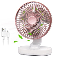 2 x RAW Customer Returns Oscillating Desk Fan, Rechargeable Table Fan with Strong Airflow Quiet Operation Portable Cooling Fan Speed Adjustable Rotatable Head for Home Office Bedroom Table and Desktop Pink  - RRP £43.18