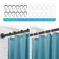 1 x RAW Customer Returns Misounda L Shaped Curved Shower Curtain Rods rails for Bath 70-100 x 110-170cm Stainless Steel Extendable Corner Shower Rails with 24 curtain rings,for Bathroom Bathtub Clothing Store Cloakrooms-Black - RRP £57.61