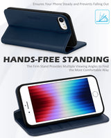 1 x RAW Customer Returns SHIELDON Case for iPhone SE 2022 5G, iPhone SE 2020 Wallet Case, Genuine Leather iPhone 8 7 Flip Case TPU Shell Viewing Stand Card Slots Magnetic Compatible with iPhone SE3 SE2 8 7 4.7 , Navy Blue - RRP £25.99