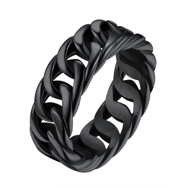 1 x Brand New FindChic Chained Rings for Men Band Rings Black Stainles ...