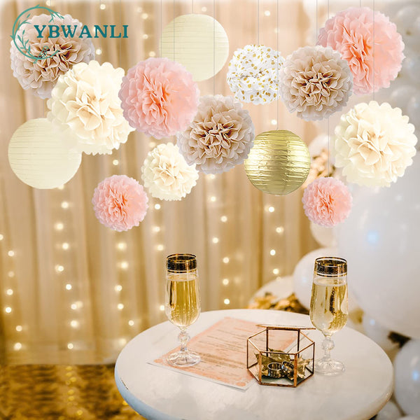 42 x Brand New YBwanli Wedding Table,Bridal Shower,Paper pom poms,Pape ...