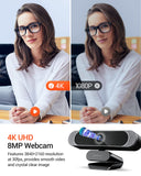1 x RAW Customer Returns DEPSTECH Webcam for PC, 4K Webcam with Microphone Autofocus HD Webcam with Sony Sensor and Privacy Cover, Plug and Play 8MP USB Webcam for Laptop PC Mac, Streaming Webcam for Zoom, Skype, Facetime - RRP £69.99