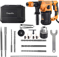 1 x RAW Customer Returns SDS-Plus 1500W Heavy Duty Rotary Hammer Drill 1-1 4 Inch 32MM, Safety Clutch 4 Functions with Vibration Control Including Grease, Chisels and Drill Bits with Case - RRP £89.99