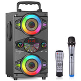 2 x RAW Customer Returns Bluetooth Speakers, 60W Portable Wireless Loud Outdoor Home Party Bluetooth Speaker with Subwoofer, FM Radio, LED Colorful Lights, Microphone, Remote and Big Powerful Stereo Deep Bass Sound Boombox - RRP £159.96