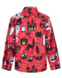 1 x Brand New MOHEZ Boys Halloween Dress Shirt Long Sleeve Kids Funny Pumpkins Ghosts Nightmare Print Button Up Clothes Tops Holiday Party Costume Pink 5-6Y - RRP £18.98