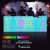 1 x RAW Customer Returns 60 Compact wireless gaming keyboard and mouse set, 3800mAh Type-c Rechargeable RGB Rainbow Light up keyboard Mechanical Feel Breathing Backlight Light Mouse green mouse pad for PC Laptop ps4 Blue - RRP £35.96