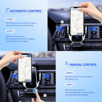 1 x RAW Customer Returns jnerkert Wireless Car Charger Mount 15W qi Smart Sensor Fast Charging Auto Clamping Automatic Sensing clamp Cell Phone Holder Air Vent for Apple iPhone Samsung Huawei Xiaomi LG etc silver QC3.0  - RRP £38.94