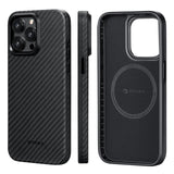 1 x RAW Customer Returns PITAKA All-around Protective Case Compatible with iPhone 15 Pro - Shockproof Case Compatible with MagSafe, Aramid Fibre Crafted in Carbon Fibre Look MagEZ Case Pro 4 - Black Grey 1500D  - RRP £69.99