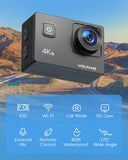 1 x RAW Customer Returns WOLFANG Action Camera 4K 20MP GA100, Waterproof 40M Underwater Camera for Snorkeling, EIS Stabilization WiFi 170 Wide Angle Helmet Camera for Vlogging with External Microphone, Remote Control - RRP £49.99