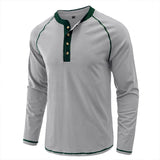 1 x Brand New Plilima Mens Henley T Shirts Long Sleeve T Shirt Casual Tops Fashion Henley Shirts Cotton T-Shirt Grey XXL - RRP £21.96