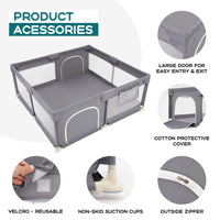 1 x RAW Customer Returns Large Baby Playpen with Super Soft Breathable Mesh Anti-Slip Base Extra Large Sturdy Safety Play Yard Kids Activity Center Stable for Infants Toddlers Indoor Outdoor 59 x59 x23.6  - RRP £49.79