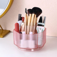 13 x Brand New LINFIDITE 360 Rotating Makeup Brush Holder Cosmetic Display Case Clear Makeup Lip Gloss Organizer Case with 5 Slots Round Turntable Storage Tray for Vanity, Bathroom, Counter Organizer Pink - RRP £95.48