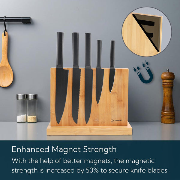 KITCHENDAO Luxury Magnetic Knife Block Holder with Enhanced Magnets,  Magnetic Knife Stand and Storage Rack, Large Capacity, Easy to Reach, Easy  to