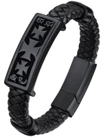 1 x Brand New ChainsHouse Surfer Bracelet Mens Leather Bracelet Leather Cuffs Magnetic Clasp Bracelets Knights Templar Bracelet Mens Cord Bracelet Wristbands Bracelets Braided Bracelets Rope Bracelets - RRP £17.99