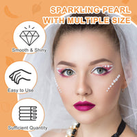 5 x Brand New 3501 Pieces Self Adhesive Pearl Stickers Self Adhesive Gem Stickers Hair Gems, Face Gems Stick on Face Pearls and Jewels Stickers for Makeup, Face Beauty, Crafts, Nail Art, Hair, Phone - RRP £34.75