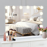 1 x RAW Customer Returns onesaimei Hollywood Vanity Mirror with 14 LED Dimmable Bulbs, Makeup Cosmetic Mirror with Lights, Lighted Vanity Dressing Table Mirror with USB Charging, Touch Screen Tabletop Mirror, 50CM x 42CM - RRP £58.68