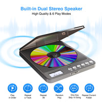 1 x RAW Customer Returns Portable CD Player with Built-in Speakers, Rechargeable CD Player with Double Headphone Jack, Anti-Skip CD Player Personal Compact CD Player for Car Home Travel - RRP £58.99