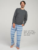 1 x Brand New LAPASA Men s Casual Loungewear Fleece Pyjama Set Relaxed Fit Lounge Top Bottom M129, Heather Grey Top Blue Snow Fair Isle Pants, M - RRP £26.69