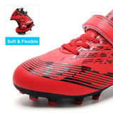 1 x RAW Customer Returns Maichal Girls Football Boots FG AG Boys Soccer Cleats Shoes Sport Training Shoes Indoor Outdoor Football Shoes for Unisex Red 4 UK - RRP £27.46
