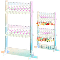 1 x Brand New Earring Rack Holder Mini Earring Necklace Hanger Display Stand Rack Acrylic Rack Jewelry Stand Organizer Bilayer Dazzling Colors Earring Holder Stand for Girls Storage and Gifts transparently  - RRP £3.98