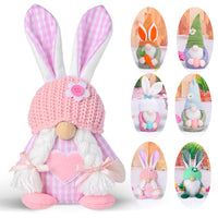 3 x Brand New Dlishka Easter Bunny Plush-Delightful Easter Decorations Featuring A Gnome Design,Unique Easter Decor, For Children,Spring Festive Home D Cor And Auspicious Charm. Knit Pink  - RRP £14.97