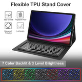 1 x RAW Customer Returns IVEOPPE Tablet Keyboard Case for Samsung Galaxy Tab S9 Ultra S8 Ultra 14.6-inch - Twill Protective Cover with S-Pen Holder, Ultra Slim 7 Colors Backlit Detachable Bluetooth Keyboard, Black - RRP £39.99