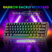 1 x RAW Customer Returns 60 Wireless Gaming Keyboard and Mouse Combo Set 2.4GHz Rechargeable 3800mAh Quiet 61 Keys Compact Gaming Keyboard with Rainbow LED Backlit 2400DPI 6 Buttons Rainbow LED Silent Mouse Black  - RRP £35.99