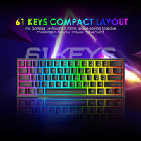 1 x RAW Customer Returns 60 Wireless Gaming Keyboard and Mouse Combo Set 2.4GHz Rechargeable 3800mAh Quiet 61 Keys Compact Gaming Keyboard with Rainbow LED Backlit 2400DPI 6 Buttons Rainbow LED Silent Mouse Black  - RRP £35.99