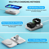 1 x RAW Customer Returns Olycism 3 in 1 Wireless Charger Wireless Charging Station Foldable Magnetic Induction Wireless Charger for iPhone 15 14 13 12 11 Pro Max Mini XS XR for Samsung Galaxy S22 S21 S20 S10 iWatch Air Pods - RRP £17.99