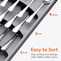 1 x RAW Customer Returns Lifewit Cutlery Drawer Organiser, Compact Utensil Tray for Kitchen, Expandable Knife and Fork Drawer Organiser, Adjustable Plastic Silverware Flatware Holder for Spoons Storage Organisation, Grey - RRP £11.99